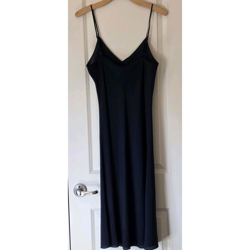 Polo Ralph Lauren Navy Midi Slip Dress Womens 14 Satin Minimal Elegant Evening - Picture 4 of 10